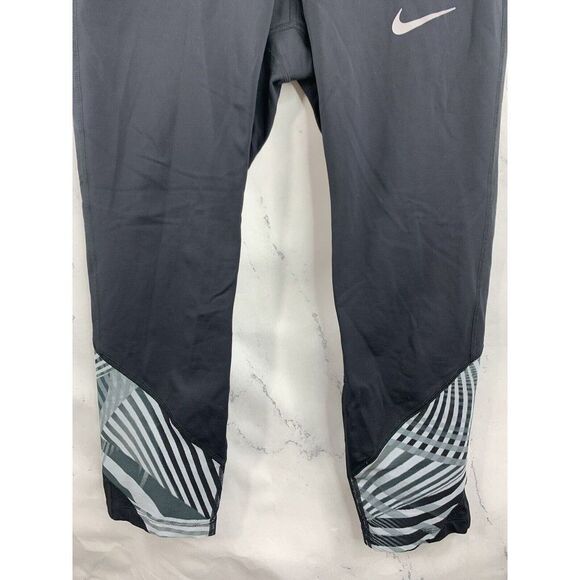 Nike Running Skinny Legging Womens Black Epic Run Crop  Size M Mesh Cropped - Picture 6 of 12